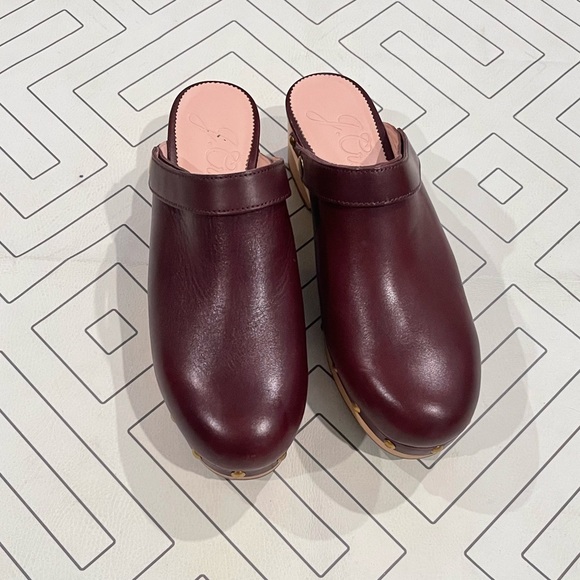 J. Crew Shoes - J. Crew Burgundy Leather Studded Mules